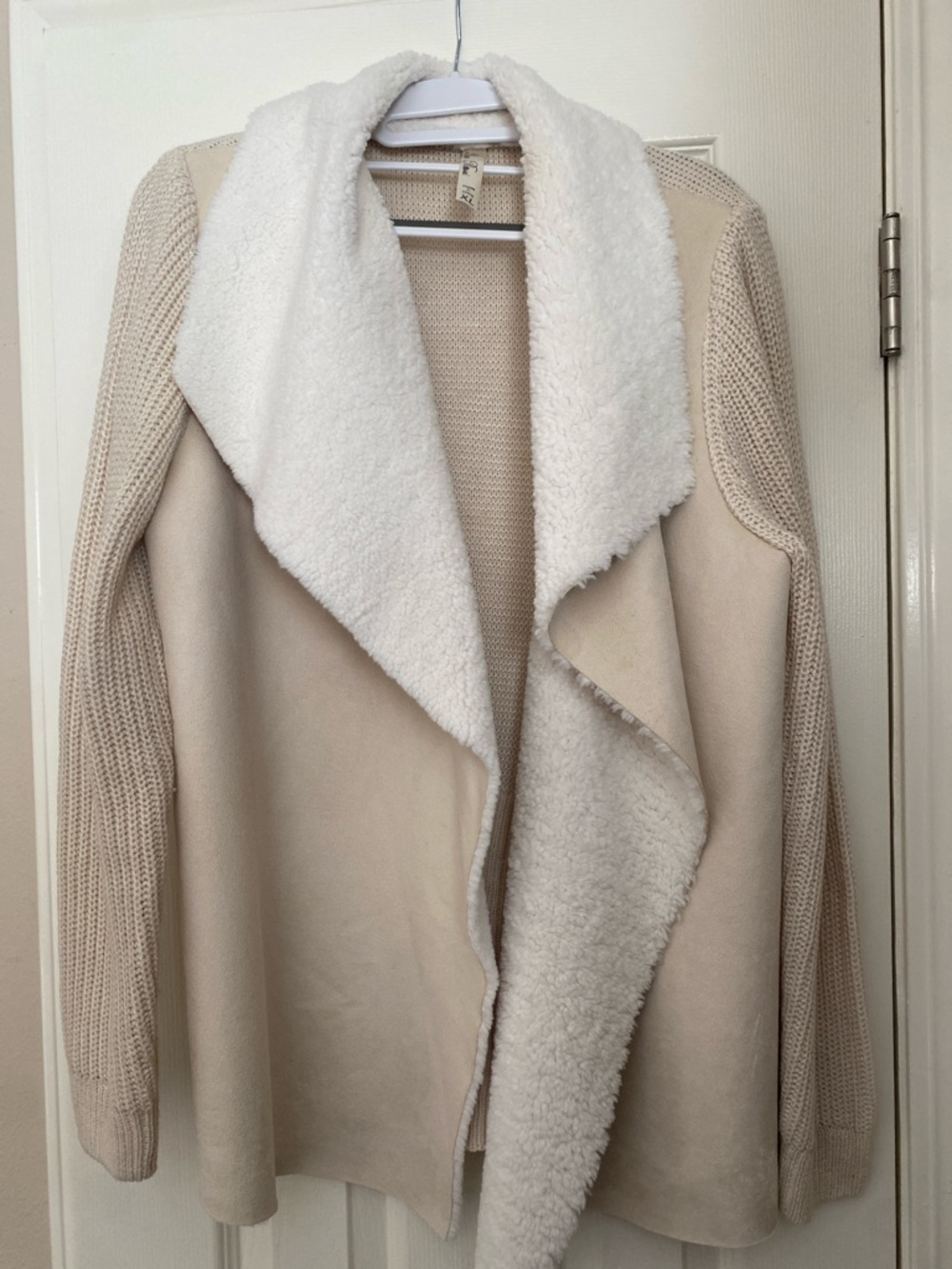 Cozy Cream Open-Front Sherpa Cardigan Sweater